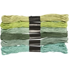 Embroidery Floss, green glitter, thickness 1 mm, 6 bundle/ 1 pack