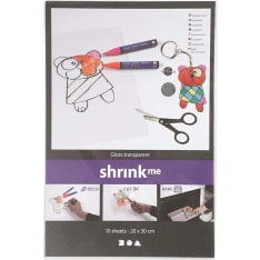 Shrink Plastic Sheets, Gloss transparent, 20x30 cm, thickness 0,3 mm, 10 sheet/ 1 pack