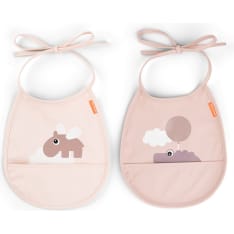 Done by Deer Happy clouds vaaleanpunainen ruokalappu 2-pack