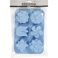 Silicone mould, flowers, H: 2,6 cm, L: 30 cm, W: 21 cm, hole size 60x75 mm, 75 ml, 1 pc