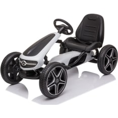 Mercedes Benz Gokart valkoinen polkuauto kumirenkailla