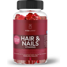 VitaYummy Hair & Nails Raspberry pehmovitamiini 60 kpl ravintolisä