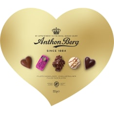 Anthon Berg Golden heart shaped box  RA assortment of chocolate pralines 155g