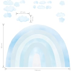 Pastelowe 134x90cm sateenkaari-sisustustarra