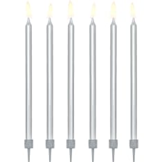 Cake candles and holders silver-colored 12 pcs/box