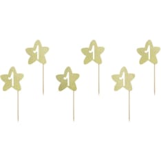 Party Deco 1st Birthday Stars 6 kpl leivonnaiskoristetikku
