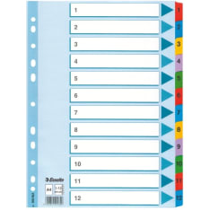 Esselte cardboard Mylar divider A4 1-12