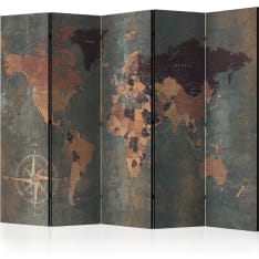 Artgeist Room Divider – Map In Browns And Greys 5-osainen sermi