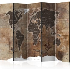 Artgeist Room Divider – Map On The Wood 5-osainen sermi