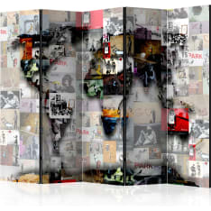 Artgeist Room Divider – World Map – Banksy 5-osainen sermi