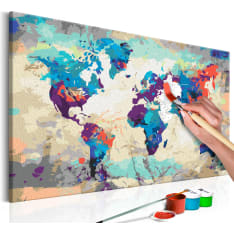 Artgeist World Map (Blue & Red) DIY kangas maalaus