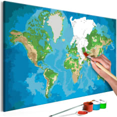 Artgeist World Map (Blue & Green) DIY kangas maalaus