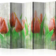Artgeist Red Tulips On Wood 5-osainen sermi