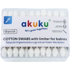 Akuku 60pcs safe cotton buds for babies