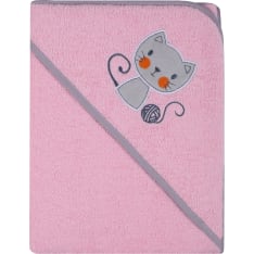 Duetbaby frotee 80 x 80 cm vaaleanpunainen kissa kylpypyyhe