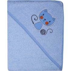 Duetbaby frotee 80 x 80 cm sininen kissa kylpypyyhe