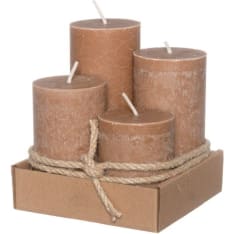 Nature stearin candles with hemp wick, 4 pcs