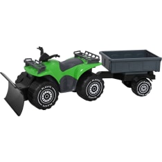 Plasto 52 cm vihreä mönkijä auralla ja peräkärryllä