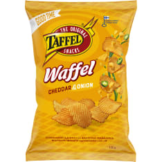 Taffel Good time Waffel Cheddar & onion 135g maustettu sipsi