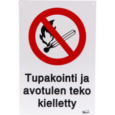 Tarmo opastekyltti, tupakointi ja avotuli kielletty