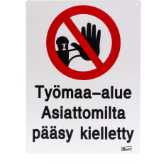 Tarmo opastekyltti, työmaa-alue pääsy kielletty