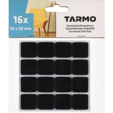 Tarmo 20 x 20 mm musta 16kpl neliö huonekaluhuopa