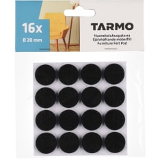 Tarmo 20 mm musta 16kpl pyöreä huonekaluhuopa