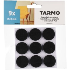 Tarmo 24 mm black 9-piece round furniture felt