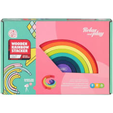 Wooden Rainbow Stacker pinottava sateenkaaripeli