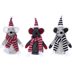 Winteria mouse with striped hat decoration
