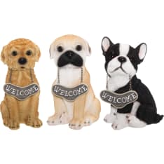 4Living Dog with Welcome sign 25cm garden statue