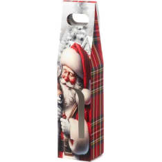 Winteria Santa Claus and a deer in a bottle gift bag on the window