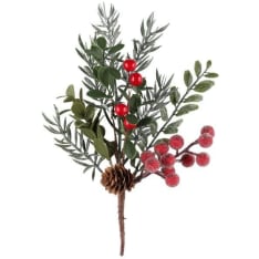 Kapel red berries and cone 24cm decorative box