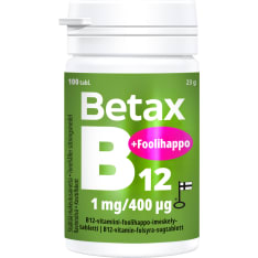 Betax B12 1 mg + Foolihappo 100 tabl. ravintolisä
