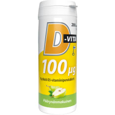 D-vita D-vitamiini 100 µg Päärynä 200 tabl. ravintolisä