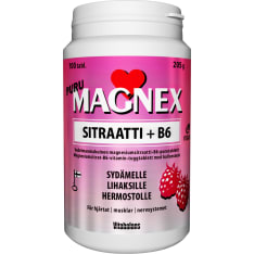 Magnex Sitraatti 375mg +B6 Puru Vadelma 100 tabl. ravintolisä