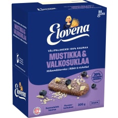 Elovena 10x30g mustikka-valkosuklaa täysjyvä välipalakeksi 100% kauraa