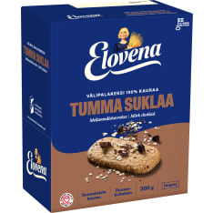 Elovena 10x30g tumma suklaa täysjyvä välipalakeksi 100% kauraa