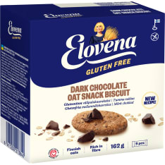 Elovena Gluteeniton Tumma suklaa 9x18g välipalakaurakeksi