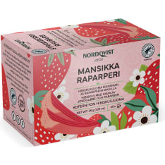 Nordqvist Mansikka-raparperi RFA 20x1,75 g musta pussitee
