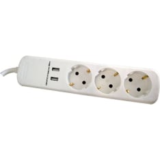 Opal 3-osainen 1,4m maadoitettu USB jatkojohto