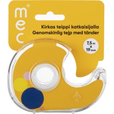 M.E.C 7,5m x 19mm kirkas teippi + katkaisija