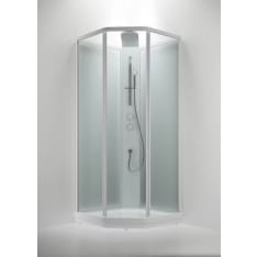 INR Bric 3 90x90 cm frost/clear glass white frame with overhead shower shower cubicle