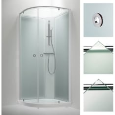 INR Bric 5 101x101 cm frost/clear glass white frame shower cubicle