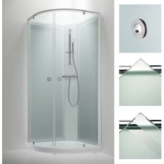 INR Bric 5 101x101 cm frost/stripe/clear glass white frame shower cubicle