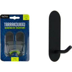 Taito 2kpl musta suorakaide teräs tarrakoukku
