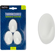 Taito 3kpl valkoinen ovaali muovi tarrakoukku