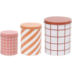 Muurla pink, okra, brown 3-piece storage jar set
