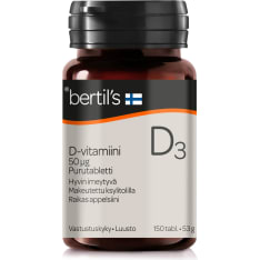 Bertil’s D-vitamiini 50 μg 150 tabl. ravintolisä