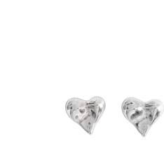 Cailap heart silver coloured button earrings